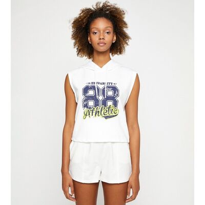 Inny producent KOTON BIAŁA BLUZA BEZ RĘKAWÓW Z KAPTUREM Z NADRUKIEM ATHLETIC XS 17AA Inny producent KOTON BIAŁA BLUZA BEZ RĘKAWÓW Z KAPTUREM Z NADRUKIEM ATHLETIC XS 17AA
