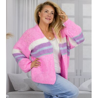 Agrafka Krótki kardigan sweter bez zapięcia PASTELOWY Agrafka Krótki kardigan sweter bez zapięcia PASTELOWY