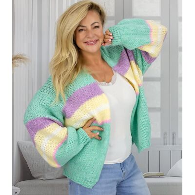 Agrafka Krótki kardigan sweter bez zapięcia PASTELOWY Agrafka Krótki kardigan sweter bez zapięcia PASTELOWY