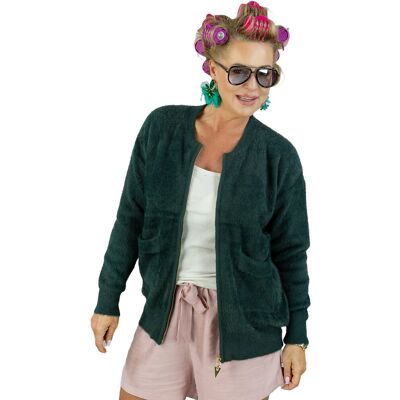 Agrafka Krótki kardigan sweter rozpinany z puszystej dzianiny 'COCO CHIC'-S/M Agrafka Krótki kardigan sweter rozpinany z puszystej dzianiny 'COCO CHIC'-S/M
