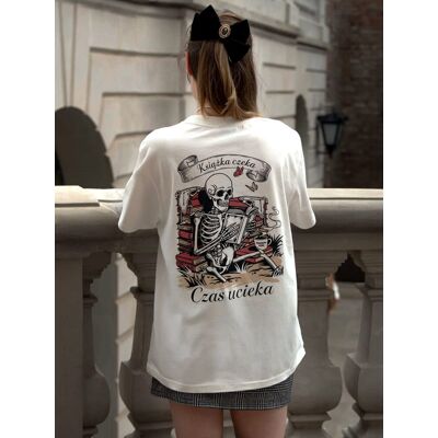 Nadwyraz.com KSIĄŻKA CZEKA koszulka oversize unisex M prezent dla mola książkowego Nadwyraz.com KSIĄŻKA CZEKA koszulka oversize unisex M prezent dla mola książkowego