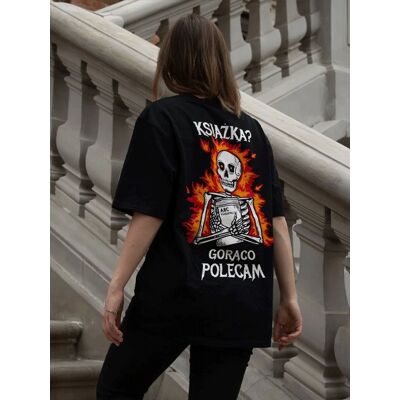 Nadwyraz.com KSIĄŻKA GORĄCO POLECAM koszulka oversize unisex S prezent dla mola książkowego Nadwyraz.com KSIĄŻKA GORĄCO POLECAM koszulka oversize unisex S prezent dla mola książkowego