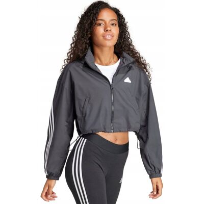 Kurtka damska adidas FI 3S WND WB szara IS3660 XL Kurtka damska adidas FI 3S WND WB szara IS3660 XL