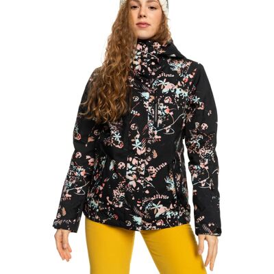 Kurtka damska Roxy Jetty Insulated narciarska czarna w kwiaty-XS Kurtka damska Roxy Jetty Insulated narciarska czarna w kwiaty-XS