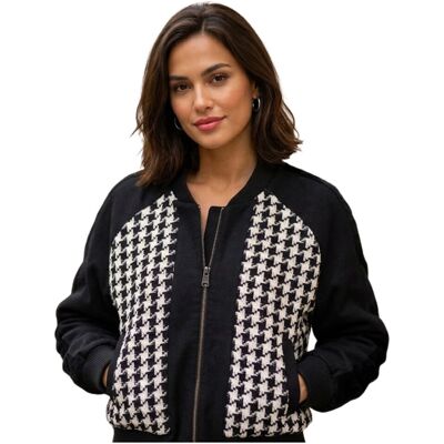 Kurtka damska Sinequanone Vizon bomber w pepitkę przejściowa-L/XL Kurtka damska Sinequanone Vizon bomber w pepitkę przejściowa-L/XL