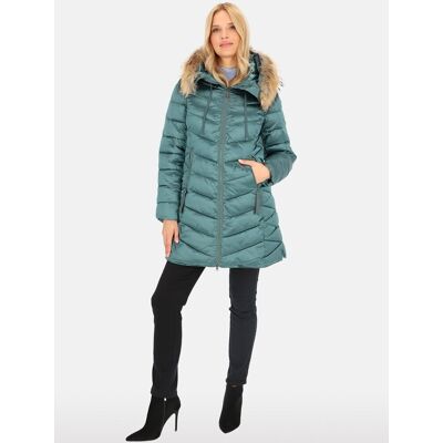 Inny producent Kurtka damska zimowa w stylu casual z futrem jenota M Szmaragdowy Inny producent Kurtka damska zimowa w stylu casual z futrem jenota M Szmaragdowy