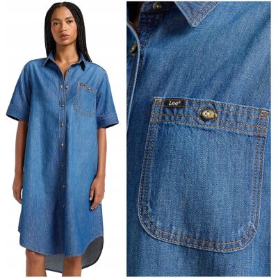 Lee ALL PURPOSE A-LINE DRESS luźna jeansowa sukienka krótki rękaw M Lee ALL PURPOSE A-LINE DRESS luźna jeansowa sukienka krótki rękaw M