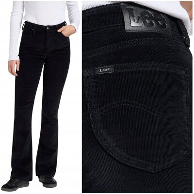 Lee BREESE BOOT bootcut Black rozszerzane damskie spodnie sztruksy W29 L31 Lee BREESE BOOT bootcut Black rozszerzane damskie spodnie sztruksy W29 L31
