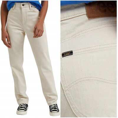 Lee CAROL Ecru proste białe damskie spodnie jeansowe MOM JEANS 7/8 W27 L31 Lee CAROL Ecru proste białe damskie spodnie jeansowe MOM JEANS 7/8 W27 L31