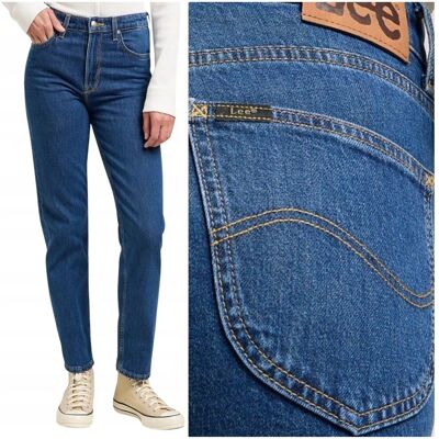 Lee Carol Fresh Berry wysokie proste damskie spodnie jeansowe 7/8 W27 L33 Lee Carol Fresh Berry wysokie proste damskie spodnie jeansowe 7/8 W27 L33