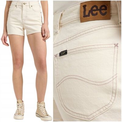 Lee CAROL SHORT Get Back białe wysokie szorty damskie krótkie spodenki W27 Lee CAROL SHORT Get Back białe wysokie szorty damskie krótkie spodenki W27