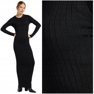Lee Crew Neck Maxi Dress Unionall Black dopasowana długa czarna sukienka L Lee Crew Neck Maxi Dress Unionall Black dopasowana długa czarna sukienka L
