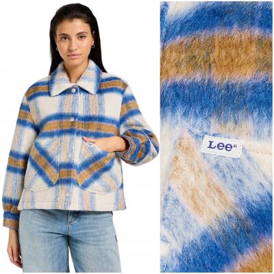 Lee CROPPED WOOL JACKET krótka szeroka damska kurtka z dodatkiem wełny M Lee CROPPED WOOL JACKET krótka szeroka damska kurtka z dodatkiem wełny M
