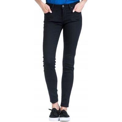 LEE CZARNE SPODNIE DAMSKIE JEANSOWE RURKI DŁUGIE 26/31 J7A LEE CZARNE SPODNIE DAMSKIE JEANSOWE RURKI DŁUGIE 26/31 J7A