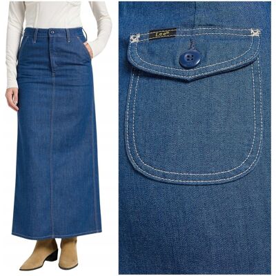 Lee Flap Pocket Maxi Skirt długa jeansowa spódnica rozcięcie z tyłu W31 Lee Flap Pocket Maxi Skirt długa jeansowa spódnica rozcięcie z tyłu W31