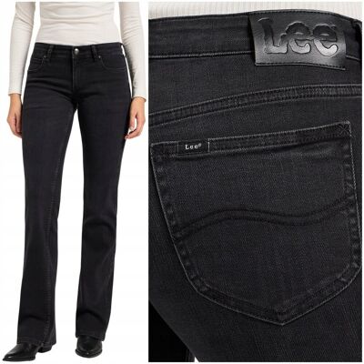 Lee JESSICA True Black rozszerzane niższe damskie spodnie jeansowe W25 L31 Lee JESSICA True Black rozszerzane niższe damskie spodnie jeansowe W25 L31