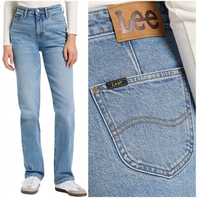 Lee June Calm Seas wysokie proste damskie spodnie jeansowe W32 L33 Lee June Calm Seas wysokie proste damskie spodnie jeansowe W32 L33