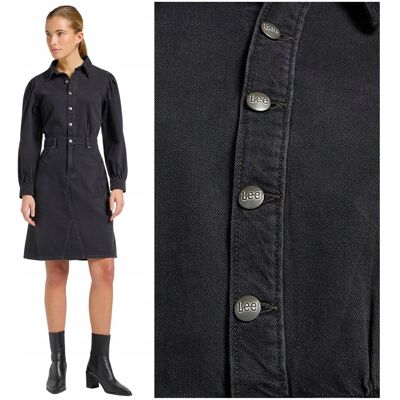 Lee Long Sleeve Dress Dark Memory czarna sukienka jeansowa XS Lee Long Sleeve Dress Dark Memory czarna sukienka jeansowa XS