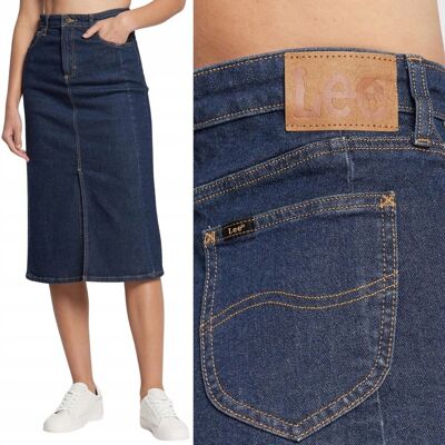 Lee MIDI SKIRT That's Right spódnica jeansowa z rozcięciem z przodu W25 Lee MIDI SKIRT That's Right spódnica jeansowa z rozcięciem z przodu W25