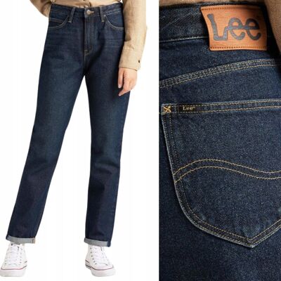 Lee MOM JEAN Dark Worn WYSOKIE ZWĘŻANE CIEMNY DżINS BEZ STRECZU W28 L33 Lee MOM JEAN Dark Worn WYSOKIE ZWĘŻANE CIEMNY DżINS BEZ STRECZU W28 L33