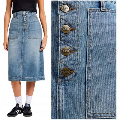 Lee PATCH POCKET MIDI SKIRT Touch The Sky spódnica jeansowa bez streczu W29 Lee PATCH POCKET MIDI SKIRT Touch The Sky spódnica jeansowa bez streczu W29