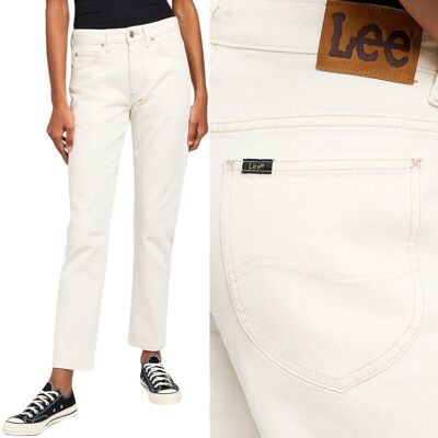 Lee RIDER JEANS SLIM STRAIGHT Concrete White PROSTE BIAŁY DżINS 7/8 W28 L33 Lee RIDER JEANS SLIM STRAIGHT Concrete White PROSTE BIAŁY DżINS 7/8 W28 L33