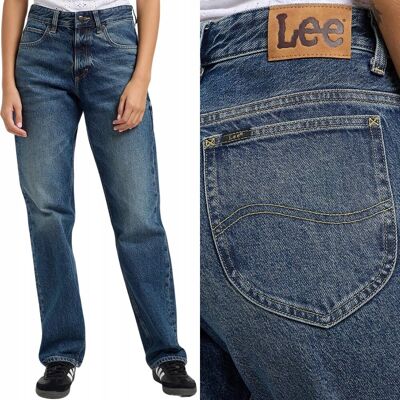 Lee RIDER LOOSE Dark Retreat wysokie luźne damskie spodnie jeansowe W30 L33 Lee RIDER LOOSE Dark Retreat wysokie luźne damskie spodnie jeansowe W30 L33