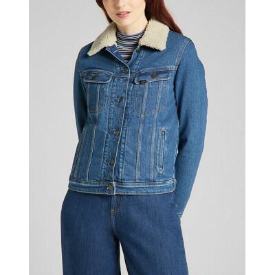 Lee Sherpa Rider Damska Kurtka Jeansowa Logo Worn Iris L54Vmwqw-M Lee Sherpa Rider Damska Kurtka Jeansowa Logo Worn Iris L54Vmwqw-M