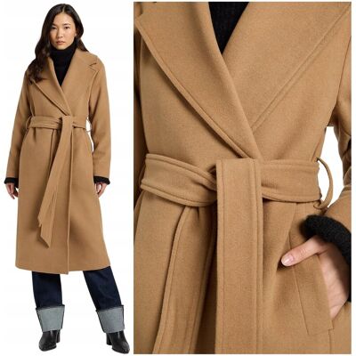 Lee WOOL COAT Dark Camel długi karmelowy płaszcz wełniany damski M Lee WOOL COAT Dark Camel długi karmelowy płaszcz wełniany damski M