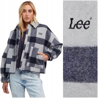 Lee WOOL JACKET luźna szara damska kurtka w kratę z dodatkiem wełny L Lee WOOL JACKET luźna szara damska kurtka w kratę z dodatkiem wełny L