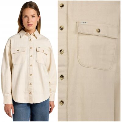 Lee WORKING WEST SHIRT Ecru biała damska bawełniana koszula overshirt L Lee WORKING WEST SHIRT Ecru biała damska bawełniana koszula overshirt L