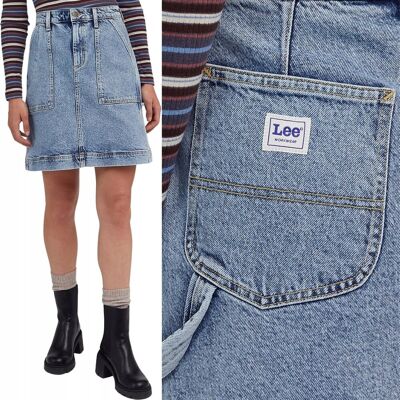 Lee Workwear Military Skirt Down Pour Dżins Trapezowa Jeansowa Spódnica W26 Lee Workwear Military Skirt Down Pour Dżins Trapezowa Jeansowa Spódnica W26