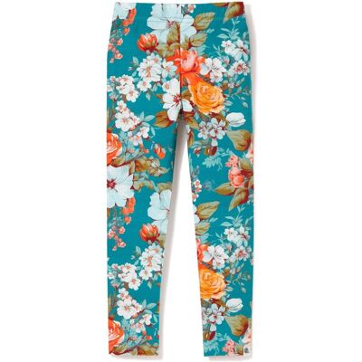 TuSzyte Legginsy bawełniane Turkusowe kwiaty 98 TuSzyte Legginsy bawełniane Turkusowe kwiaty 98
