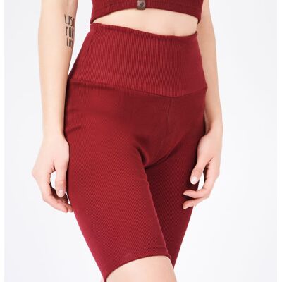 inna (Inny) Legginsy krótkie spodenki damskie bawełniane prążkowane bordowe CUNA L inna (Inny) Legginsy krótkie spodenki damskie bawełniane prążkowane bordowe CUNA L