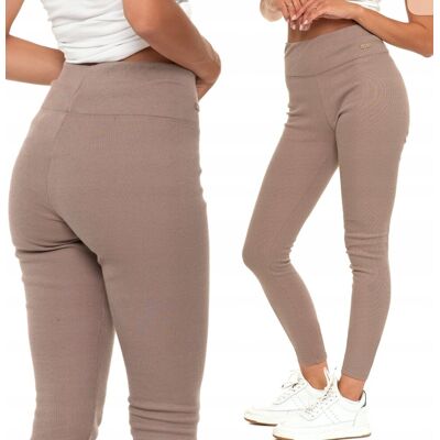 Legginsy Prążkowane Damskie Ocieplane Z Wysokim Stanem Modne Moraj L/Xl Mocca Legginsy Prążkowane Damskie Ocieplane Z Wysokim Stanem Modne Moraj L/Xl Mocca