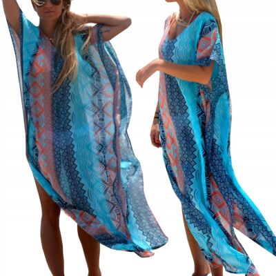 SNM Letnia Sukienka Maxi Tunika Plażowa Długa Luźna Narzutka Boho Zwiewne Pareo SNM Letnia Sukienka Maxi Tunika Plażowa Długa Luźna Narzutka Boho Zwiewne Pareo