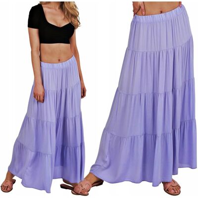 Inny producent Lila Długa spódnica zwiewna Letnia Hiszpanka BOHO Inny producent Lila Długa spódnica zwiewna Letnia Hiszpanka BOHO