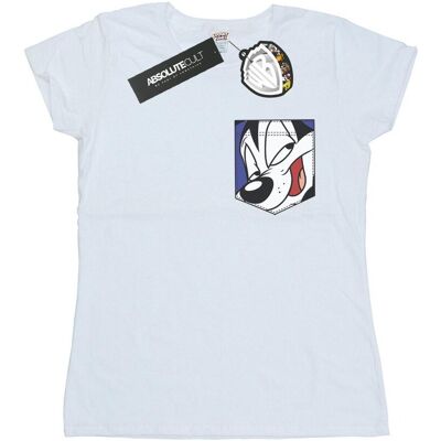 Looney Tunes Koszulka Damska / Damska Pepe Le Pew Face Faux Pocket Cotton T-Shirt (XL 8,5-9 / Ciepły Biały) Looney Tunes Koszulka Damska / Damska Pepe Le Pew Face Faux Pocket Cotton T-Shirt (XL 8,5-9 / Ciepły Biały)