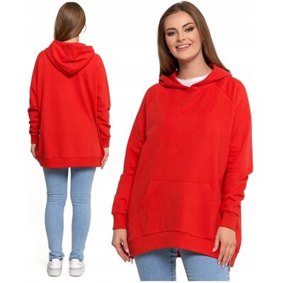 LUŹNA BLUZA DAMSKA DRESOWA OVERSIZE PRZEZ GŁOWĘ Z KAPTUREM MORAJ - S LUŹNA BLUZA DAMSKA DRESOWA OVERSIZE PRZEZ GŁOWĘ Z KAPTUREM MORAJ - S