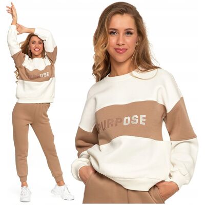 Luźna BLUZA DAMSKA Ocieplana z Napisem Modna Oversize Przez Głowę MORAJ XL Luźna BLUZA DAMSKA Ocieplana z Napisem Modna Oversize Przez Głowę MORAJ XL