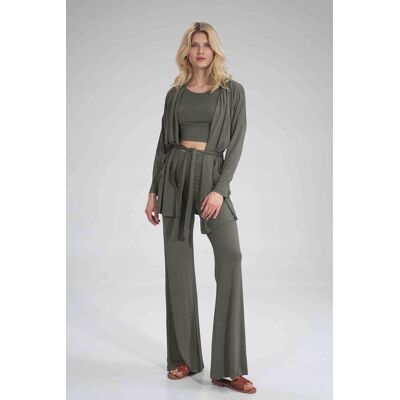 FIGL luźna BLUZA typu narzutka WIĄZANA PASKIEM z kieszeniami zielona L/XL FIGL luźna BLUZA typu narzutka WIĄZANA PASKIEM z kieszeniami zielona L/XL