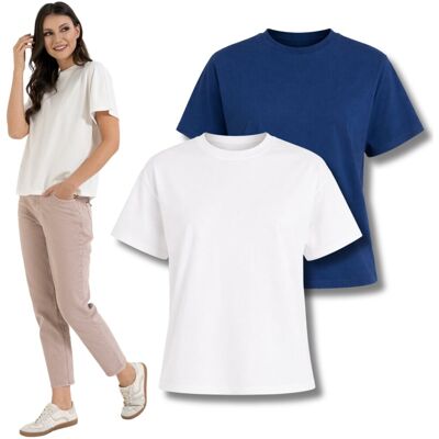 LUŹNA KOSZULKA DAMSKA KRÓTKI RĘKAW TOP T-SHIRT 2-PAK BAWEŁNA MORAJ XXL LUŹNA KOSZULKA DAMSKA KRÓTKI RĘKAW TOP T-SHIRT 2-PAK BAWEŁNA MORAJ XXL