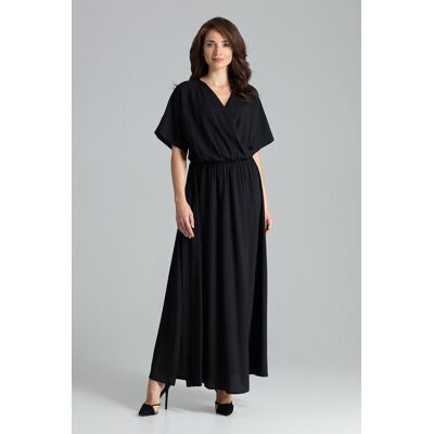FIGL Luźna sukienka maxi - sukienka z rękawem kimono - czarna - rozmiar L FIGL Luźna sukienka maxi - sukienka z rękawem kimono - czarna - rozmiar L