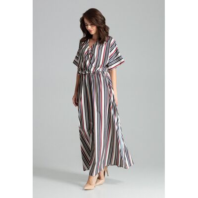 FIGL Luźna sukienka maxi - sukienka z rękawem kimono - w paski - rozmiar M FIGL Luźna sukienka maxi - sukienka z rękawem kimono - w paski - rozmiar M