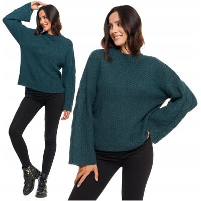 Luźny SWETER DAMSKI Szerokie Rękawy Modny Kobiecy Pół Golf MORAJ XL Luźny SWETER DAMSKI Szerokie Rękawy Modny Kobiecy Pół Golf MORAJ XL