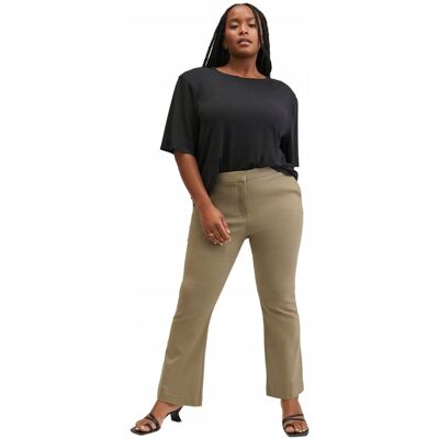 MANGO CASUAL KHAKI SPODNIE Z DZWONAMI I WYSOKIM STANEM 40 5FA MANGO CASUAL KHAKI SPODNIE Z DZWONAMI I WYSOKIM STANEM 40 5FA
