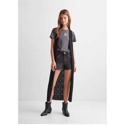 MANGO CZARNA AŻUROWA KAMIZELKA BAWEŁNIANA BEZ KAPTURA XS 5FA MANGO CZARNA AŻUROWA KAMIZELKA BAWEŁNIANA BEZ KAPTURA XS 5FA