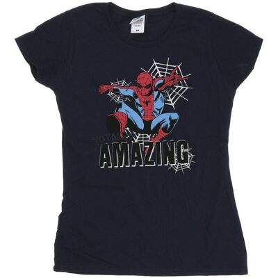 Marvel Damska Bawełniana Koszulka Spider-Man Amazing (L / Granatowy) Marvel Damska Bawełniana Koszulka Spider-Man Amazing (L / Granatowy)