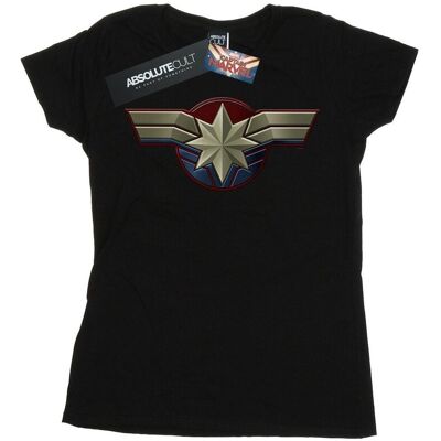 Marvel Damska Bawełniana Koszulka Z Emblematem Na Piersi Kapitan Marvel (XL 8,5-9 / Czarny) Marvel Damska Bawełniana Koszulka Z Emblematem Na Piersi Kapitan Marvel (XL 8,5-9 / Czarny)