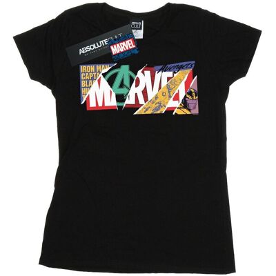Marvel Damska Bawełniana Koszulka Z Logo Kolażu (XL 8,5-9 / Czarny) Marvel Damska Bawełniana Koszulka Z Logo Kolażu (XL 8,5-9 / Czarny)